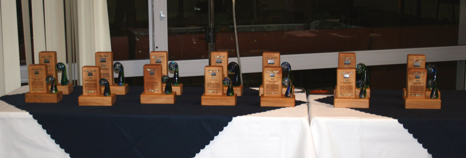 Trophies on display