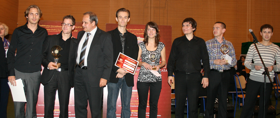 1st Syrius Duet, France, Gonzales, Julien (Accordion), Carbonne, Cyril (Clarinet); 2nd Contrast, Russia, Dinar IBRAGIMOV (Accordion), Evgeni GAINULLOV (Accordion), Ilyas GALIMZYANOV (Accordion); 3rd Duo Van Amsterdam, Netherlands, Vincent VAN AMSTERDAM (Accordion), Jeanine VAN AMSTERDAM(Violin).